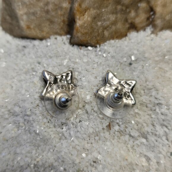 Vintage Peyote Bird 925 Silver and Green Turqouise Star Earrings - Picture 6 of 6